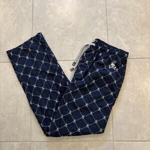 Psycho Bunny AOP Lounge Pajama Pants Mens Sz L Navy Cotton Allover Bunny Skull